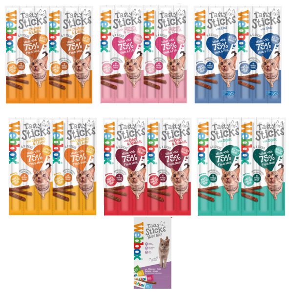 WEBBOX Tasty Cat Sticks ASSORTED FLAVOURS - 6 Sticks Per Pack